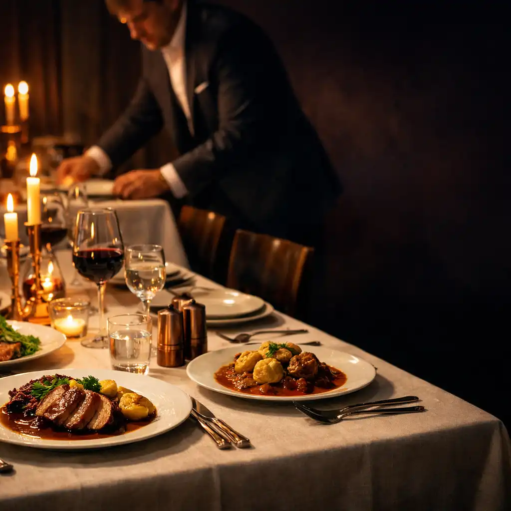 Gyertyafényes, gondosan terített asztal a City Bistroo intim éttermi terében